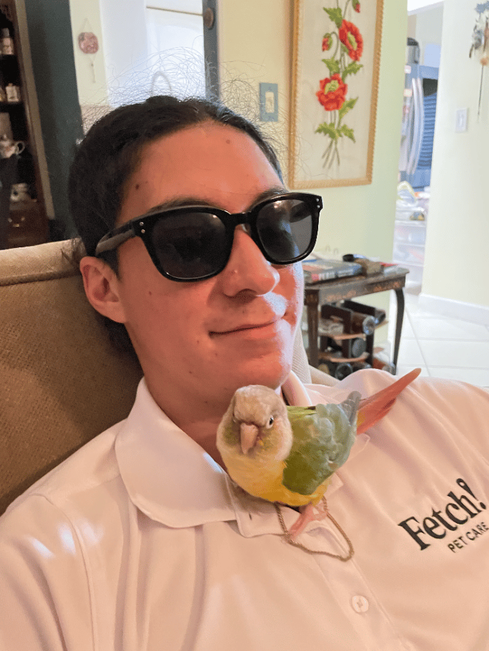 Pet sitting a bird