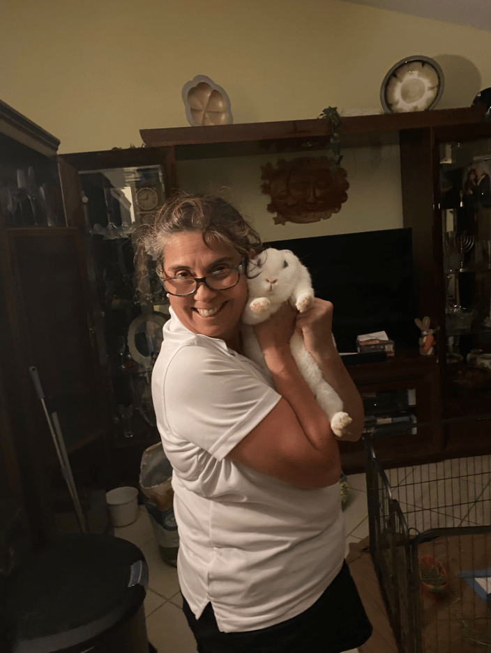 Pet sitting a rabbit