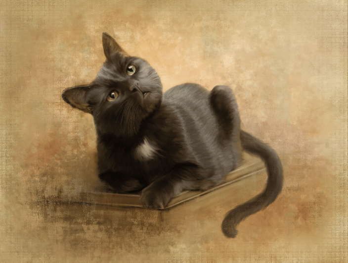 Painting of a cat on a table
