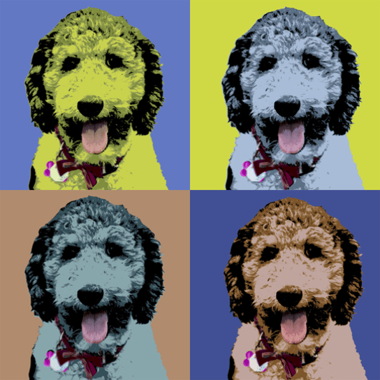 4 panels canvas print of a dog