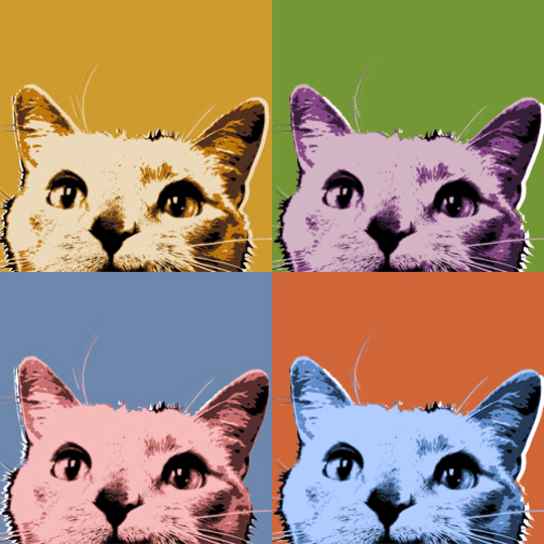 cat pop art style print