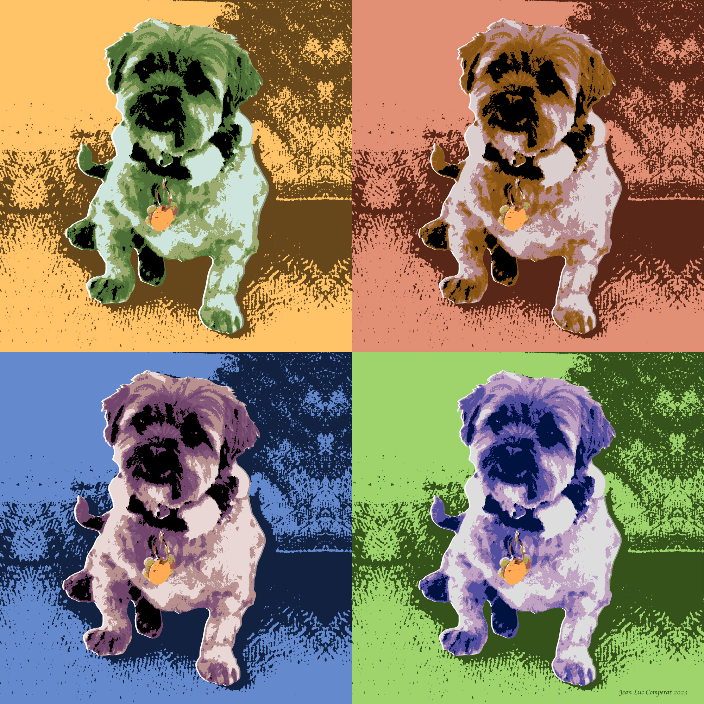 4 panels warhol style dog