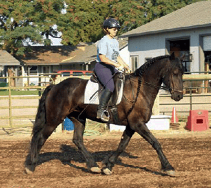Terrie Douglas riding young mare