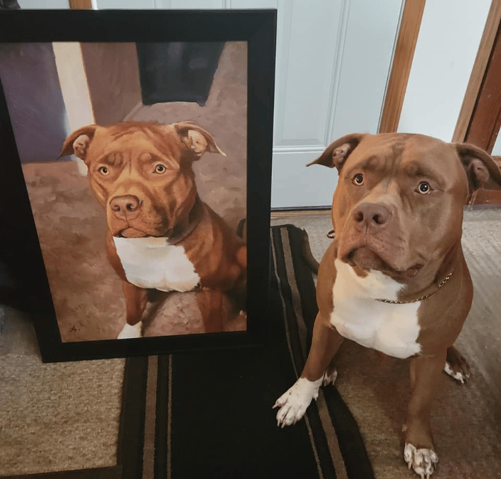 Oil portrait on canvas with frame