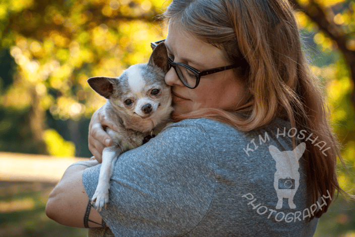 A dog and mom