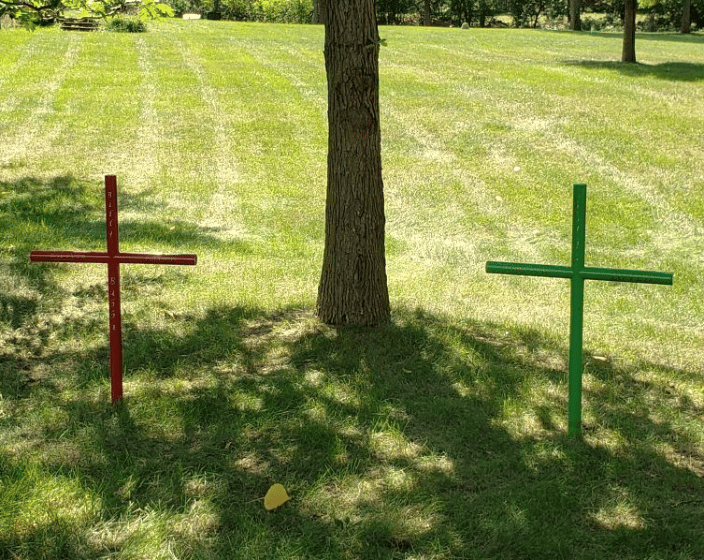 Custom Dog Memorial Crosses Red Green Stainless