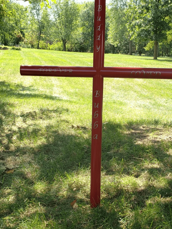 Fire Red Memorial Cross Dog Custom