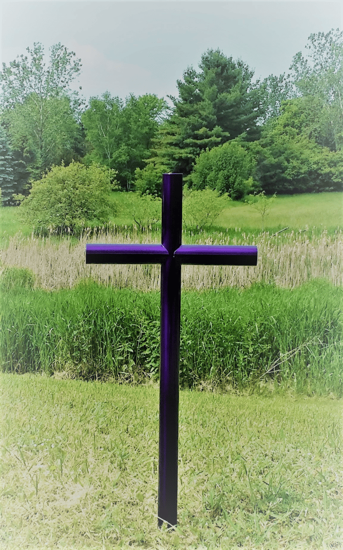 Purple EC outside Memorial Cross