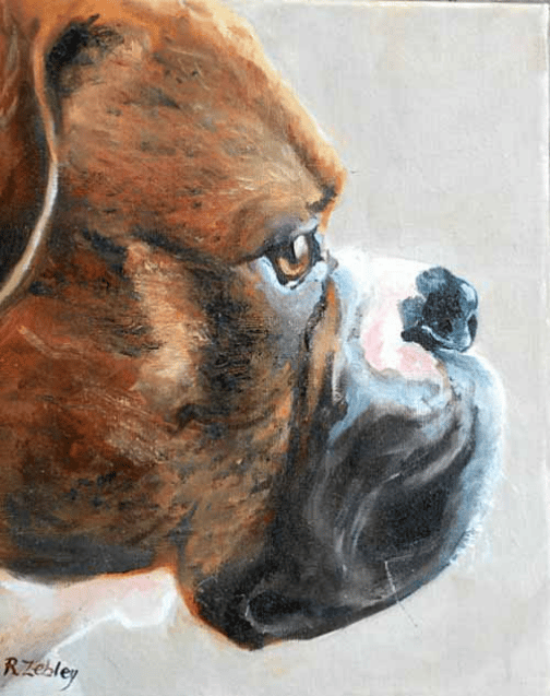 Boxer Dog Portrait Painting, Profile