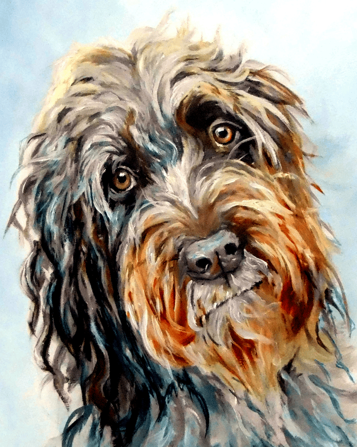Wire Haired Pointing Griffon Oil Painting Portrait, full of personality!