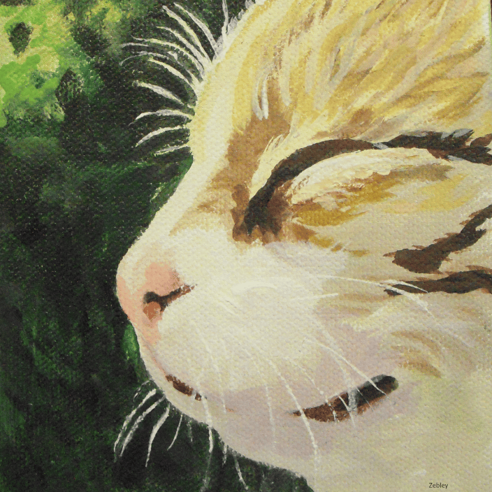 Sunlit Striped Cat Portrait Painting from your Photos