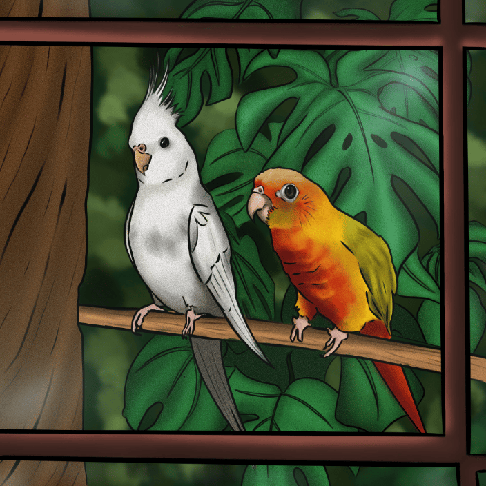 Digital Painting of two birds