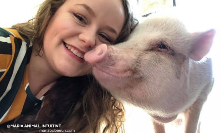 Maria and her pig, Joplin. 