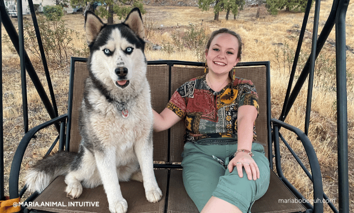 Maria and a husky named Dunya