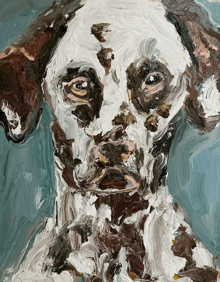 Dog 2, oil on paper, 8.5x11 inches, 2023