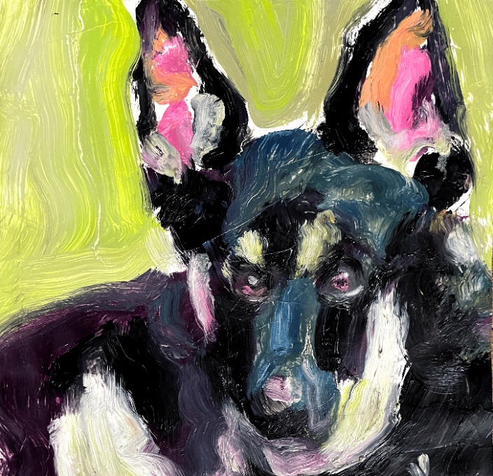 dog 7, oil on paper, 8.5x8.5, 2019