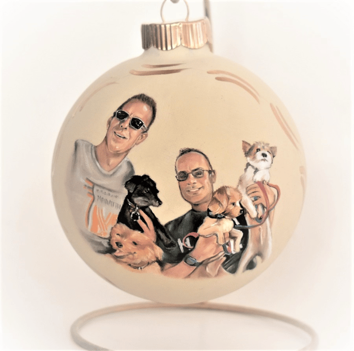 Dog portrait ornament with pet owner