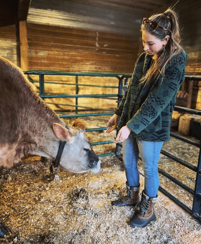 Florence, of Sunstone Orchard & Rabbitry receiving a Reiki treatment.