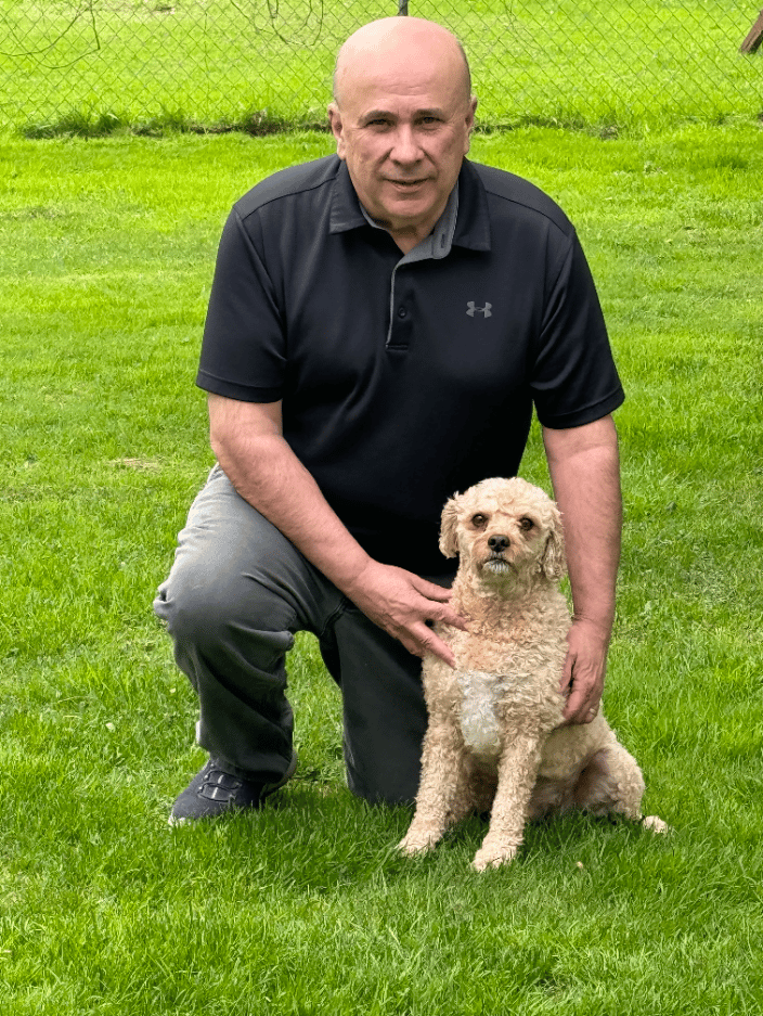 Tim  ( Owner ) and my dog Red