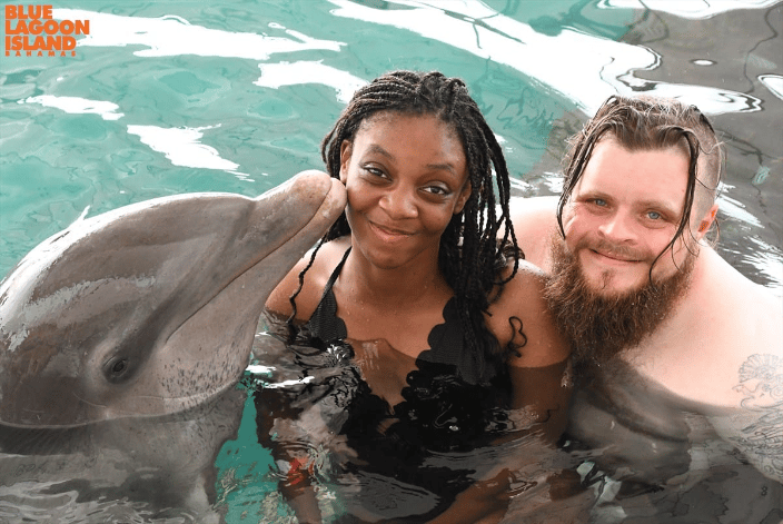 Me, my fiance, and a dolphin