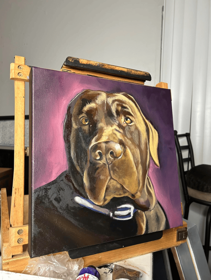 an oil painting of a pet dog
