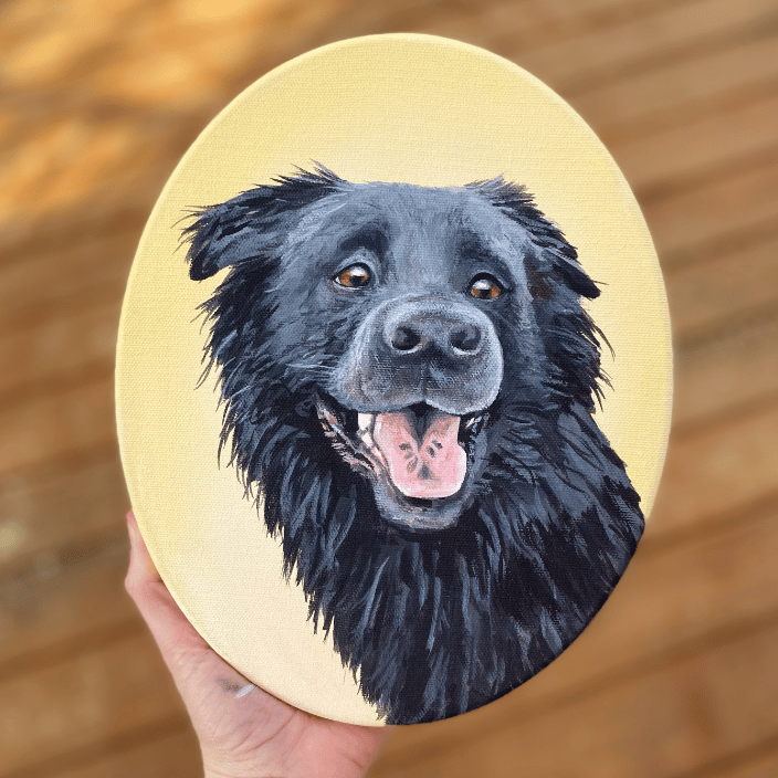 pet portrait on Oval canvas