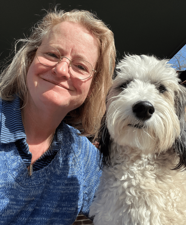 Alison Stanton with Bear the dog