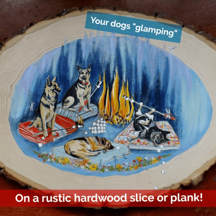 Custom Portrait of your dogs on live edge wood slice