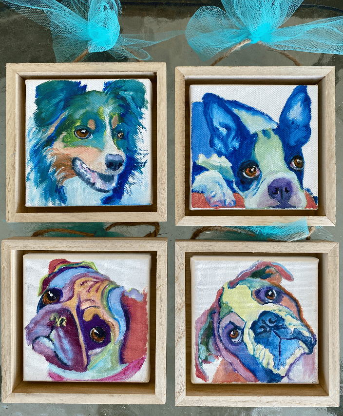 5"x5" colorful pet portraits for gifts