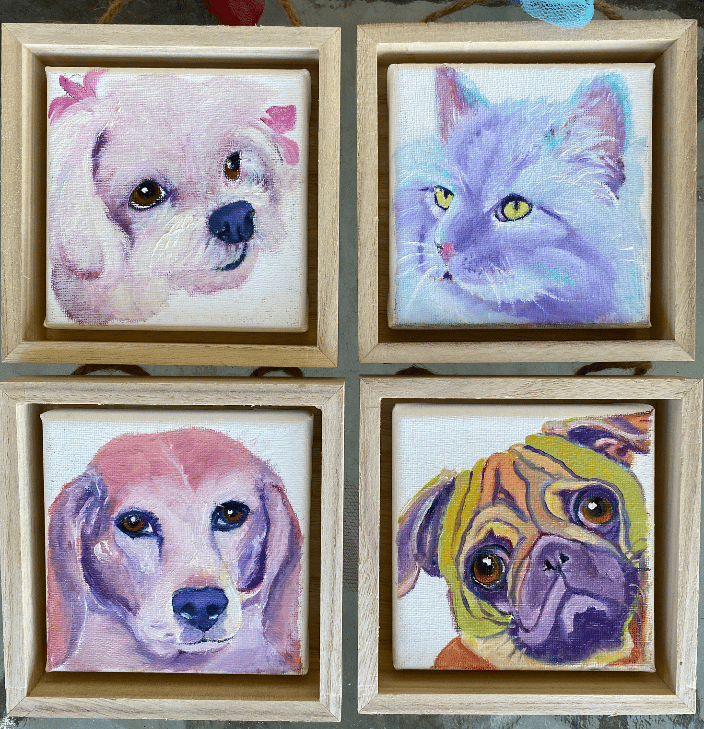 5"x5" colorful pet portraits for gifts