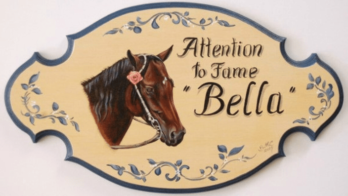 Horse portrait painting stall sign