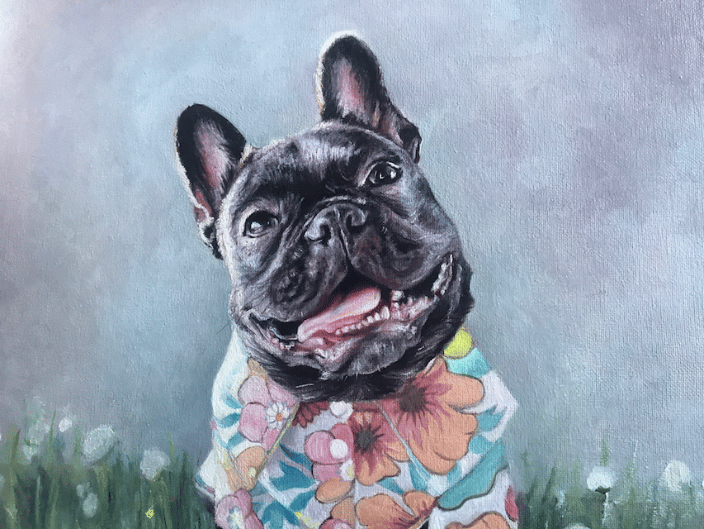Pug, oil painting