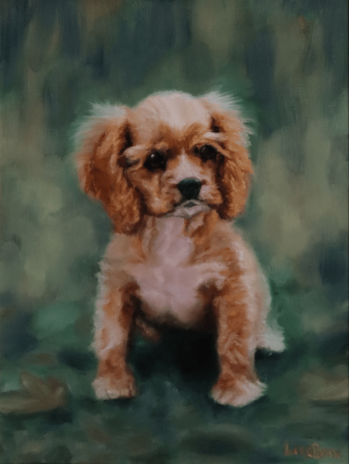 Oil painting of a Cocker Spaniel puppy