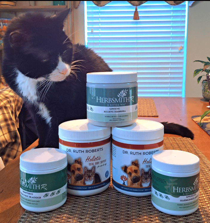 My boy Nemo with his favorite supplements and herbs!