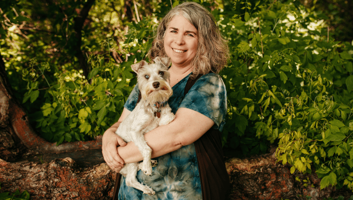Shelly Jenkins with dog, Klover