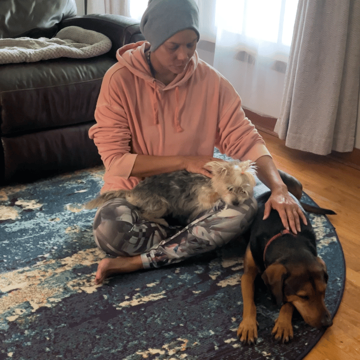 Reiki is relaxing for Daisy and Scout as they learn how to blend into a new household together.