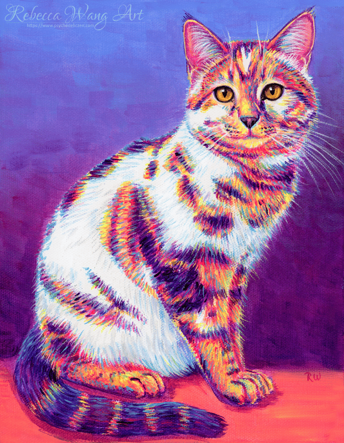 Colorful painting of a cat