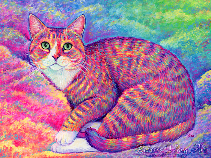 Colorful painting of a cat