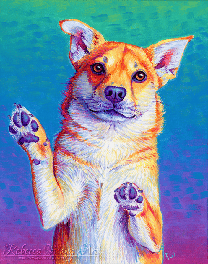 Colorful painting of a dog