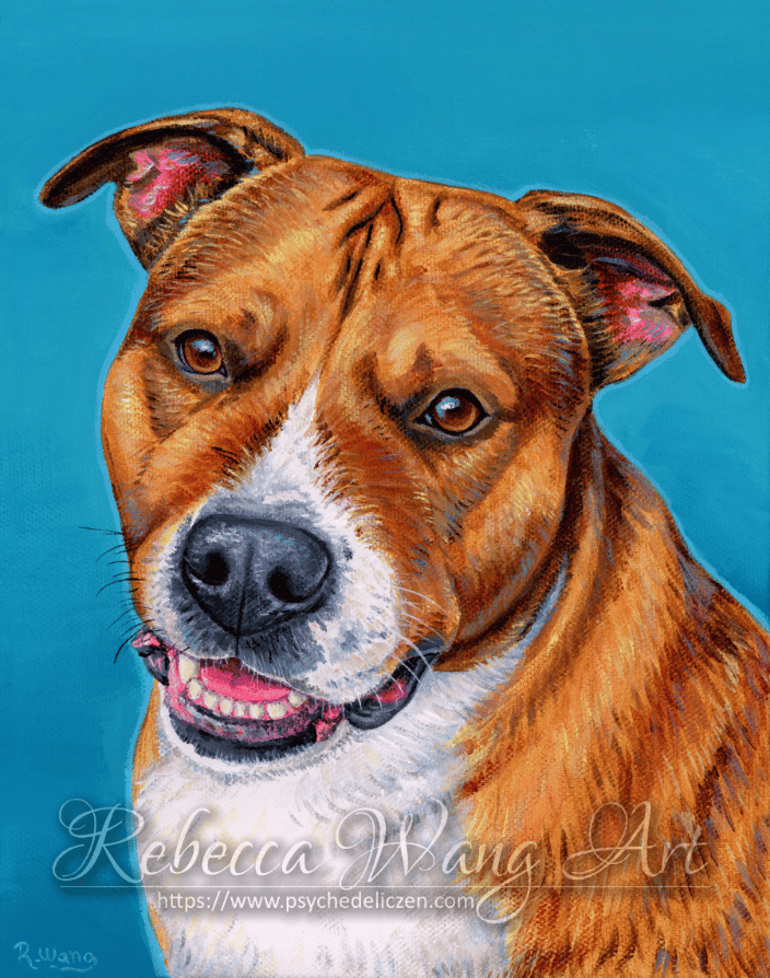 Painting of a pitbull