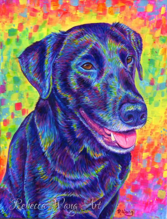 Colorful painting of a Labrador Retreiver dog
