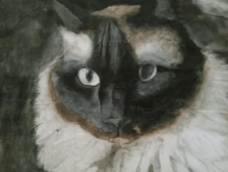 A portrait of a Balinese cat painted in watercolor.