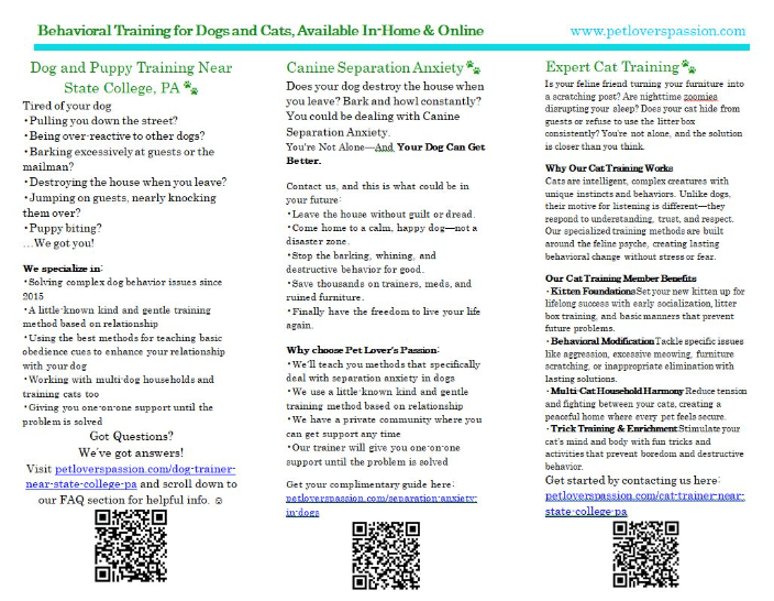 Pet Lover's Passion inside of brochure ©2011-2026