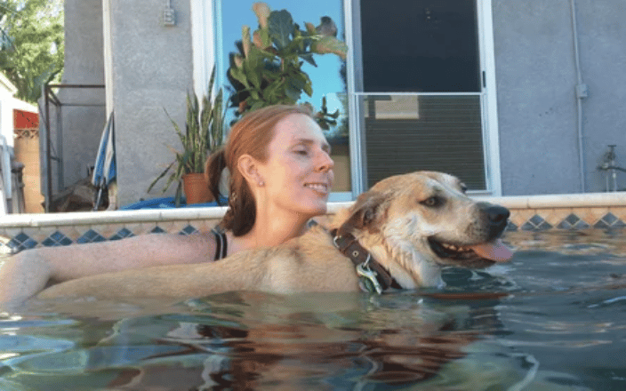 Swimming with puppies!