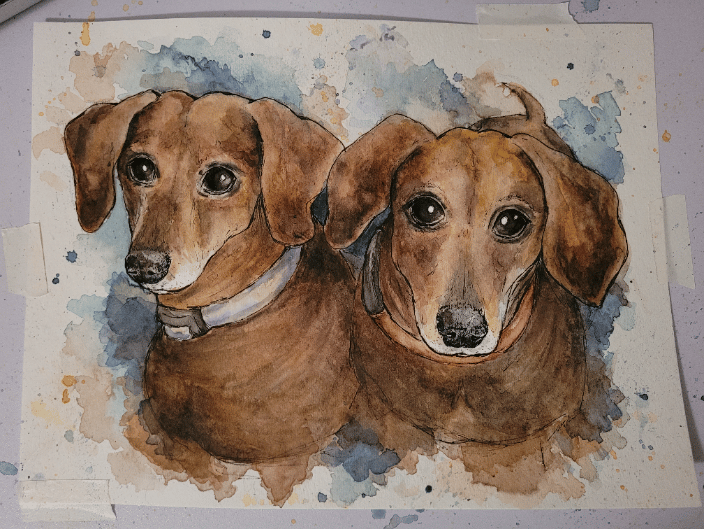 Dachshunds in Watercolor 