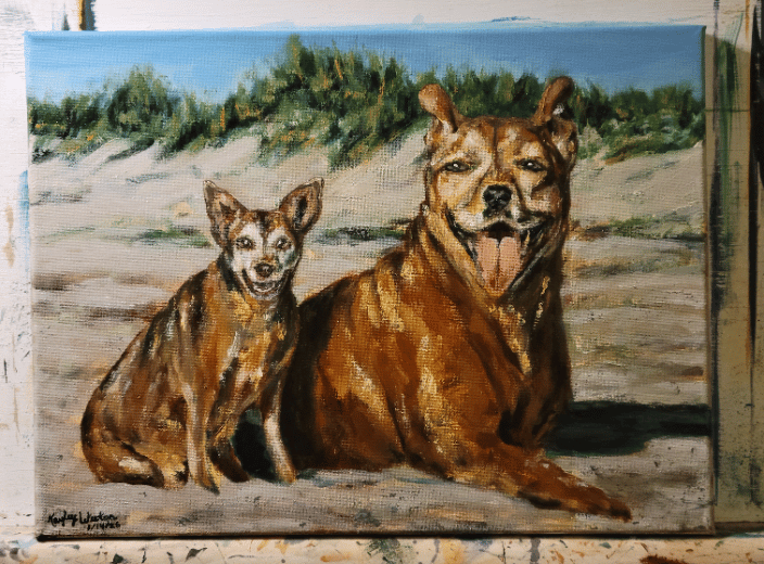 Jackson the Tripod and Nala, in Oil