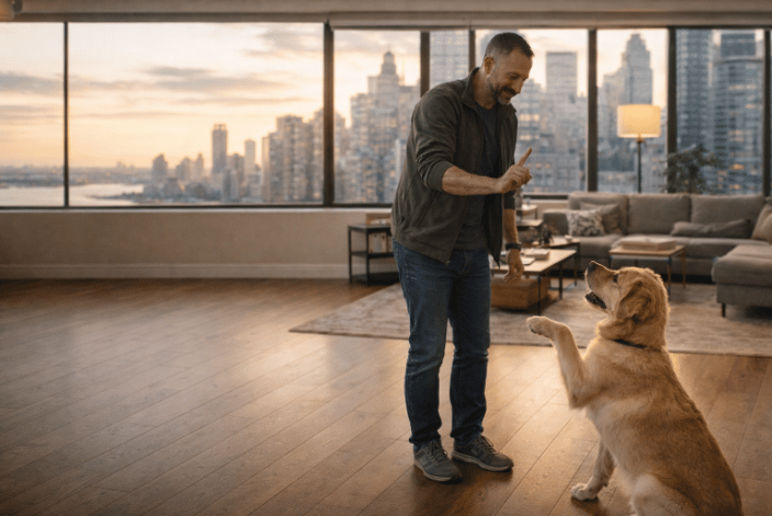 Pepe conducting in-home reactivity training in Manhattan