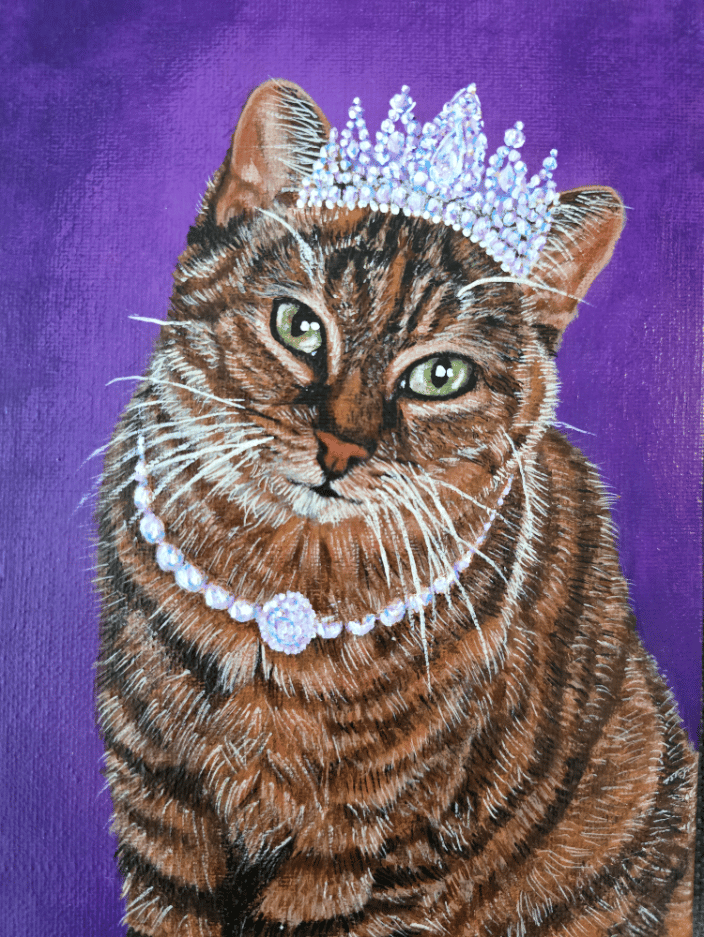 Cat portrait on 8" x 6" canvas