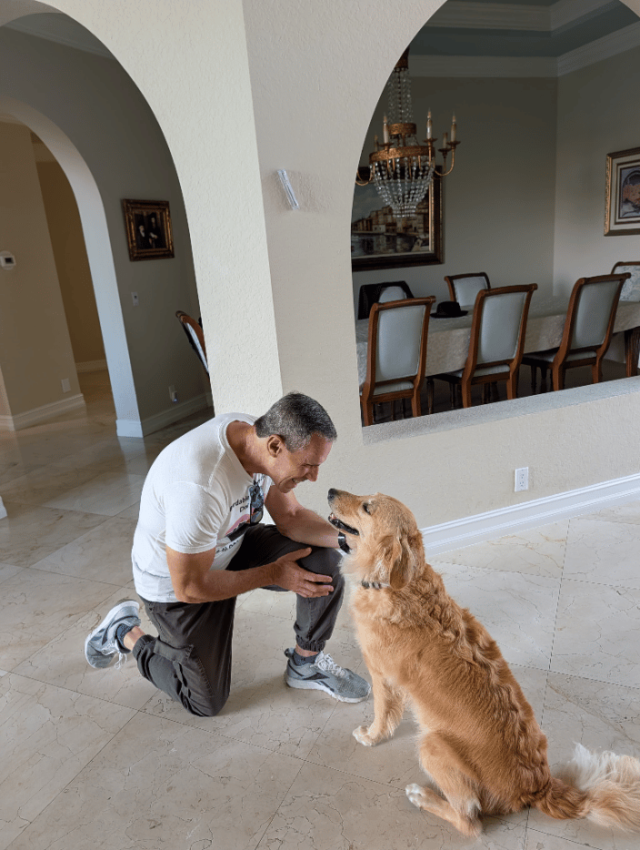 Me training a dog