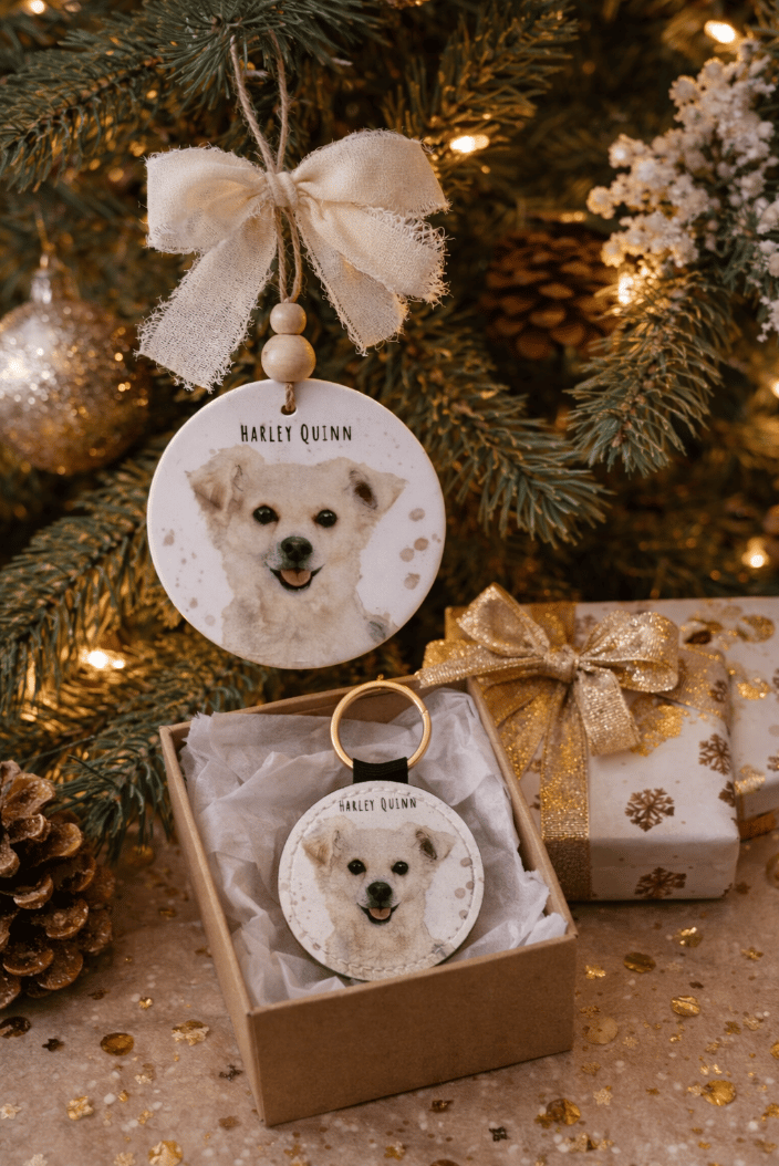 custom pet portrait keychain 